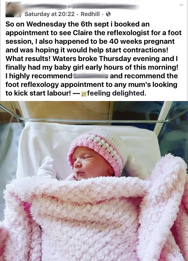 Maternity Reflexology. Client Feedback